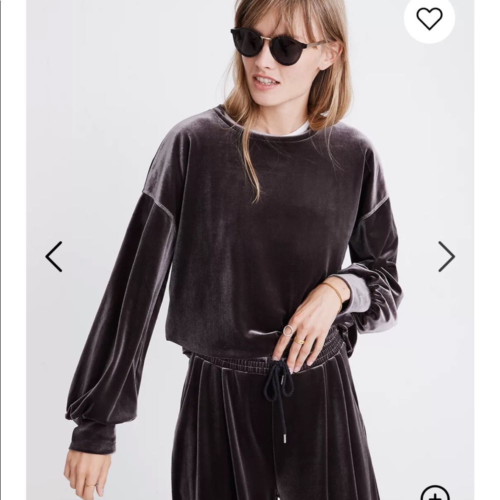 Madewell Velvet Balloon-sleeve Sweatshirt